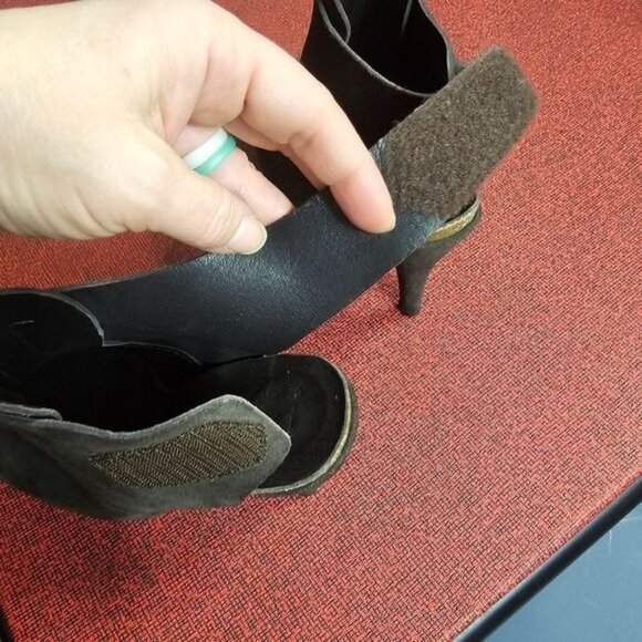 Pedro Garcia Suede Slingback Platform Heels Sz 6.5 Brown Designer Peep Toe - Picture 7 of 9